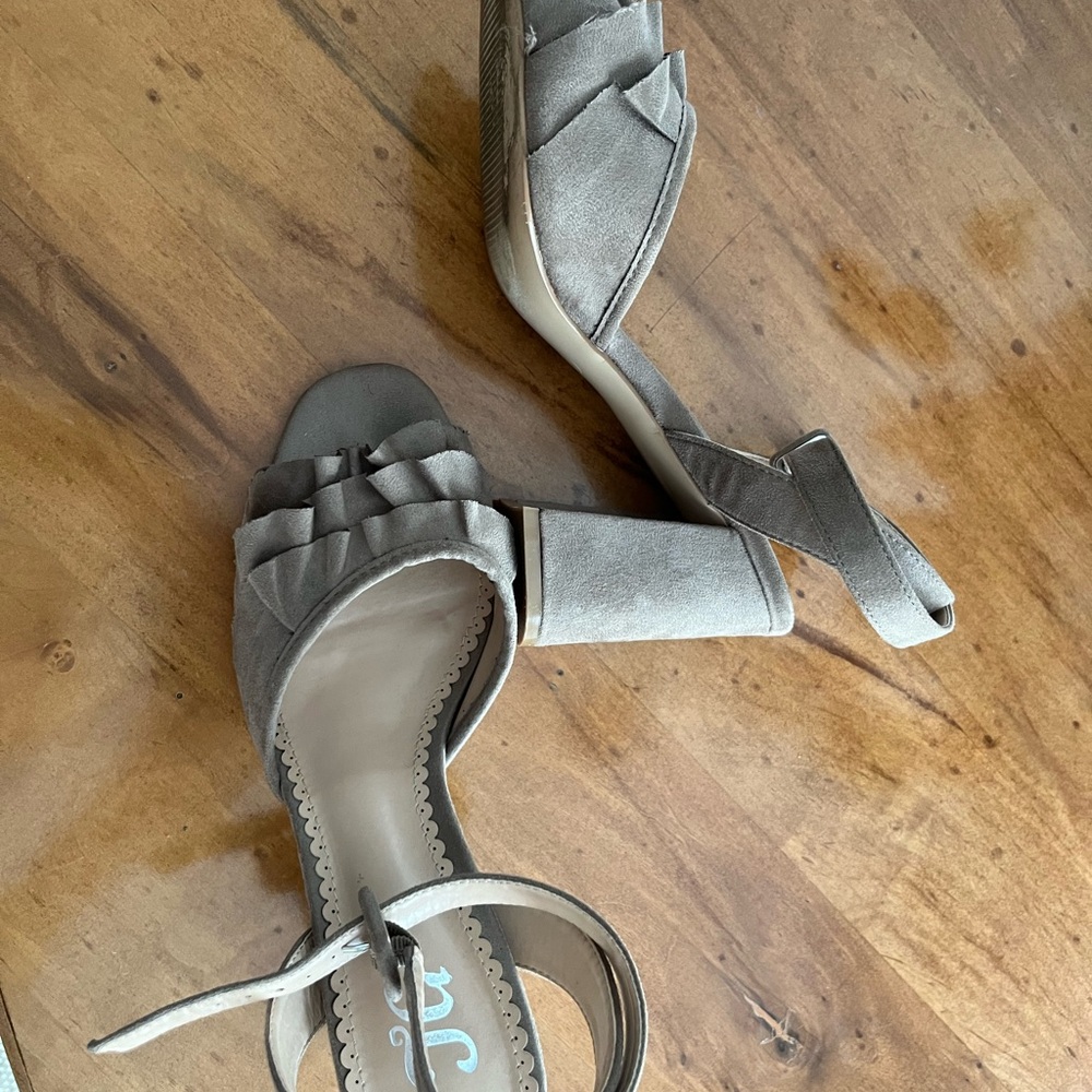 Taupe suede heels